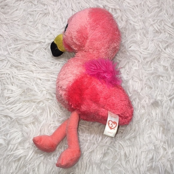 Kids Ty silk Beanie Boos Gilda Pink Flamingo baby plush stuffed toy - Picture 4 of 5